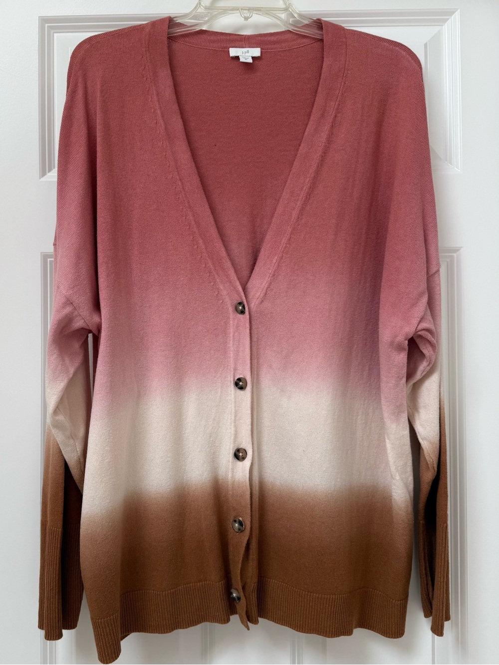 J. JILL  sunset ombre dip-dyed button-up cardigan soft V-neck design SIZE 2X